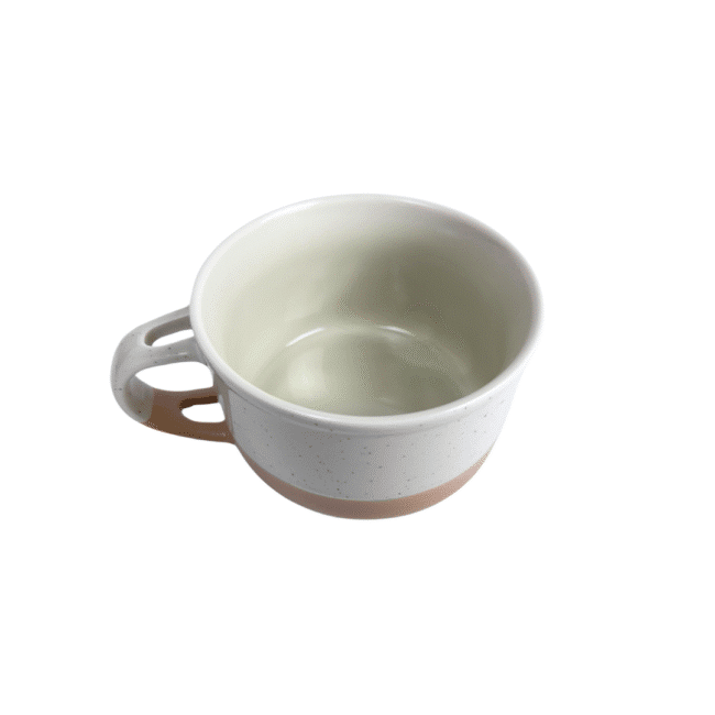 ⁦كوب شوربة كبير من البورسلين سعة 650 مل مع مقبض، قطعة واحدة -أبيض⁩ - الصورة ⁦4⁩