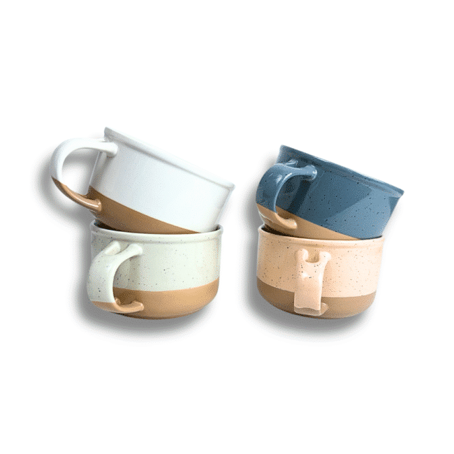 Large Porcelain Soup Mug 650ml with Handle 1Pc-Pink - Image 2