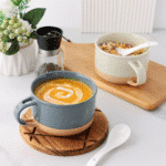 ⁦كوب شوربة كبير من البورسلين سعة 650 مل مع مقبض، قطعة واحدة -أبيض⁩ - الصورة ⁦5⁩