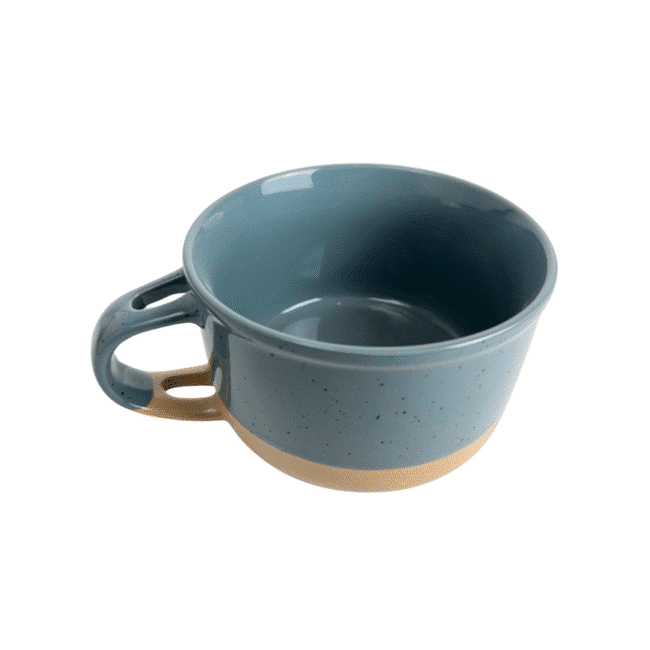 ⁦كوب شوربة كبير من البورسلين سعة 650 مل مع مقبض، قطعة واحدة - أخضر⁩ - الصورة ⁦3⁩