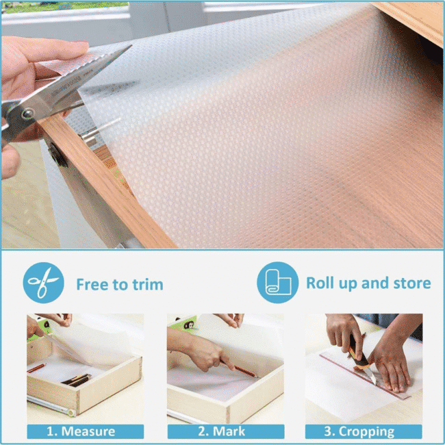 Shelf Drawer Liner Transparent Non-Adhesive Waterproof Mat, Non-Slip-(45 X 1000CM) - Image 8