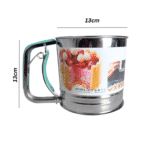 ⁦منخل دقيق كبير من الفولاذ المقاوم للصدأ للخبز بمقبض سيليكون أخضر⁩ - الصورة ⁦2⁩