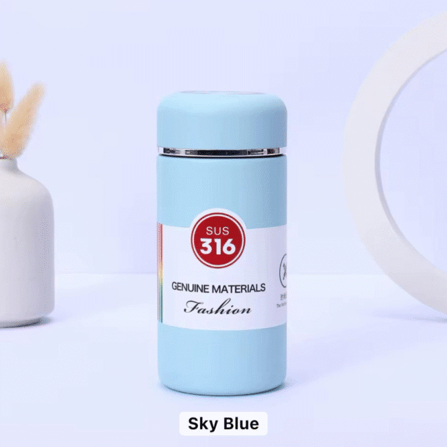 Premium Small Thermal Mug 300ml Stainless Steel- Sky Blue - Image 7