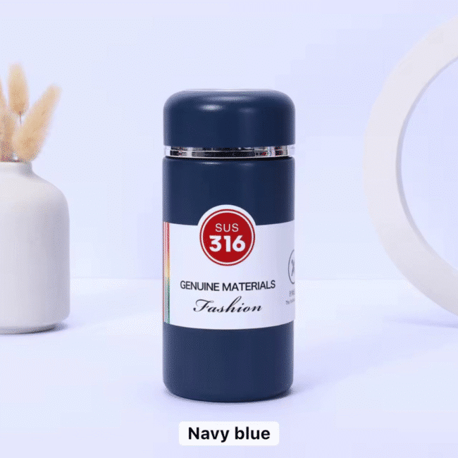 Premium Small Thermal Mug 300ml Stainless Steel- Navy Blue - Image 7