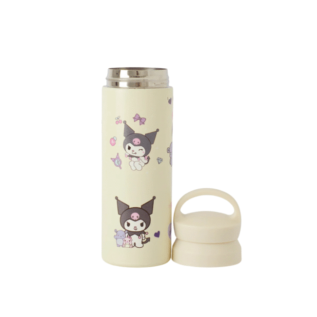 ⁦زجاجة مياه حرارية بأشكال كرتونية (كورومي) سعة 500 مل، لون أبيض فاتح⁩ - الصورة ⁦2⁩