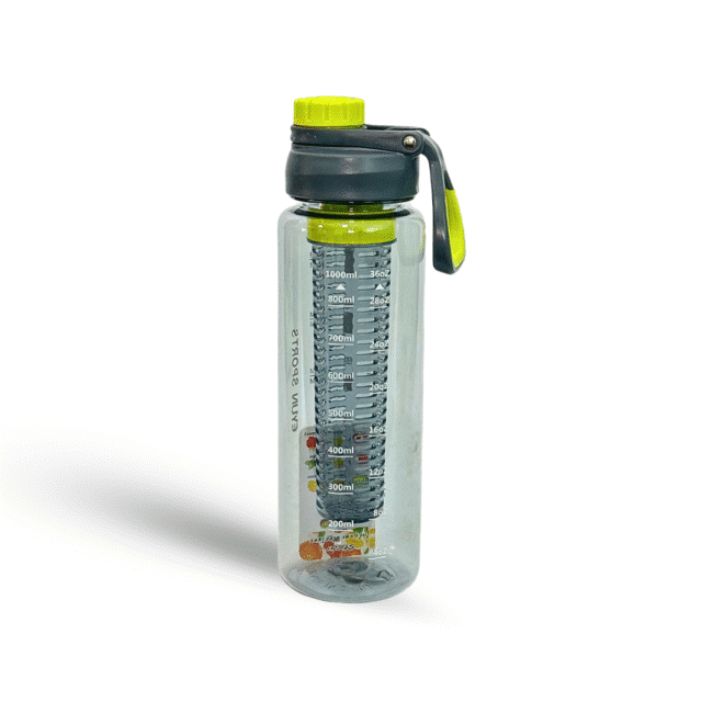 Graduated Detox Water Bottle with Infuser Chamber 1000ml-Grey - Image 2