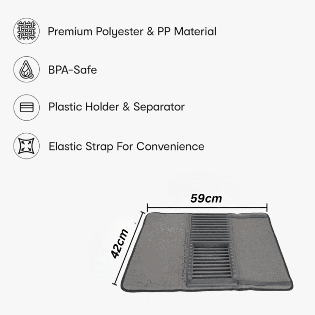 Dish Drying Microfiber Mat with Dish Rack Organizer - Image 8