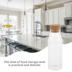 Glass Milk and Water Bottle with Cork Airtight Cover 1L - Image 6