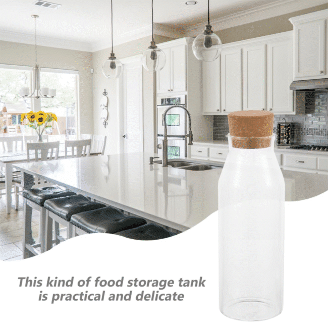 Glass Milk and Water Bottle with Cork Airtight Cover 1L - Image 6