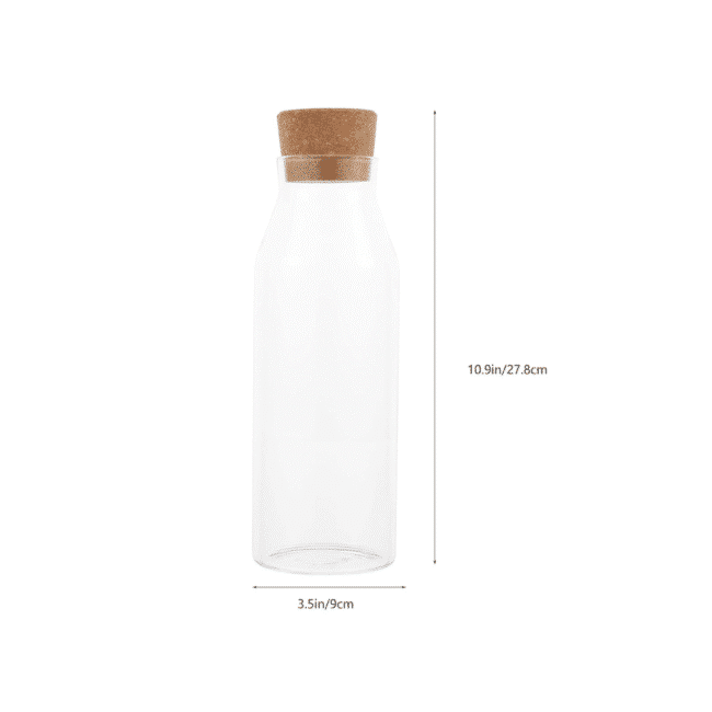 Glass Milk and Water Bottle with Cork Airtight Cover 1L - Image 3