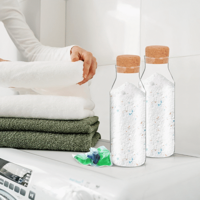Glass Milk and Water Bottle with Cork Airtight Cover 1L - Image 2