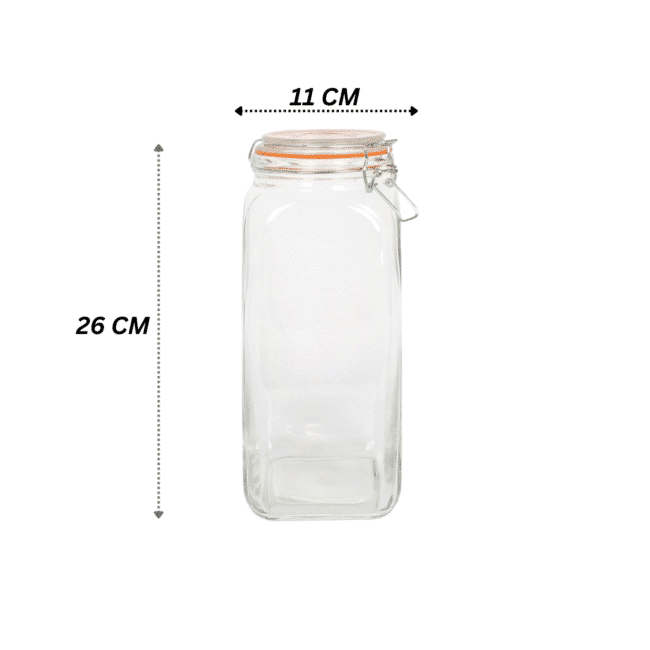 Square Clip Top Glass Jar 2 Liter - Image 2