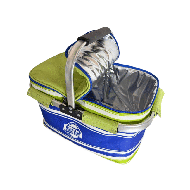 Beach Cool Thermal insulated picnic basket -Green and Blue Color - Image 4