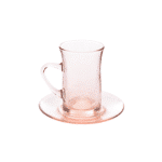Pasabahce Mila Estekana With Saucer set of 12pcs 150ml -Pink Color - Image 2