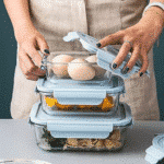 Borosilicate Glass Food Storage Containers Set with Lids Blue (1040-640-370ml)-Heat and freeze resistant - Image 2