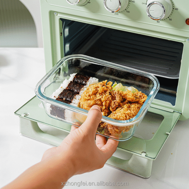Borosilicate Glass Food Storage Containers Set with Lids Blue (1040-640-370ml)-Heat and freeze resistant - Image 6
