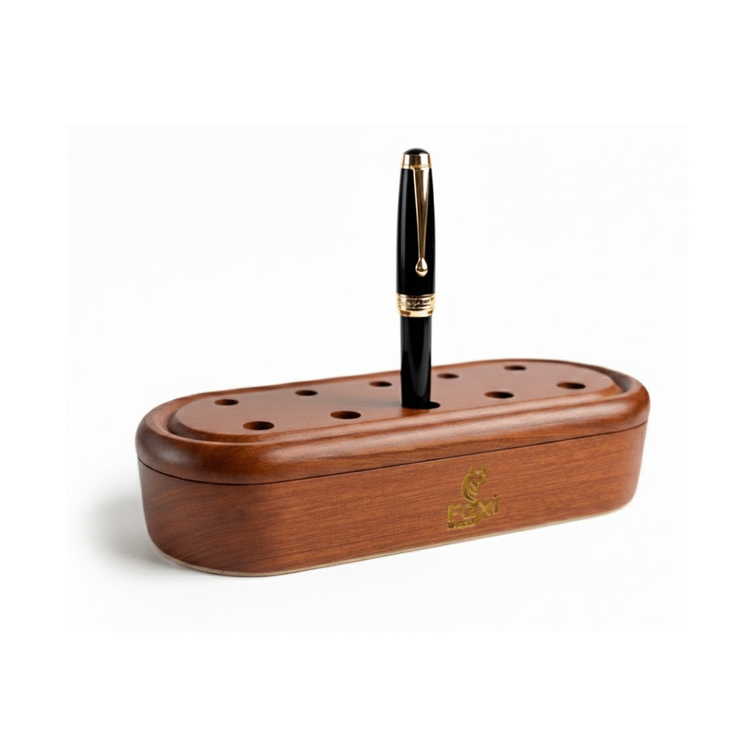 Luxury Wooden Pen 2 صندوق أقلام خشبي فاخر من فوكسيوود مع غطاء وحامل مغناطيسي - الصورة 1