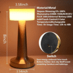 Rechargeable Portable LED Table Lamp with 3 Light Options (White ,Red, Warm) Gold - Image 10
