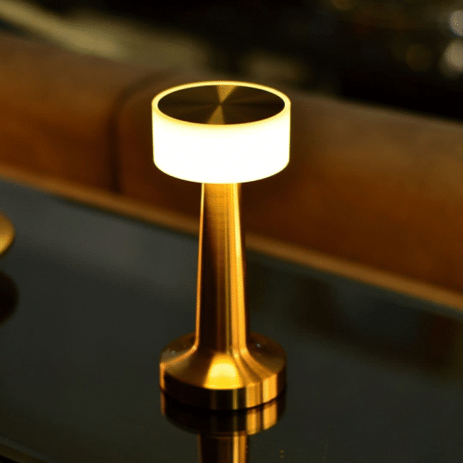 Rechargeable Portable LED Table Lamp with 3 Light Options (White ,Red, Warm) Gold - Image 9