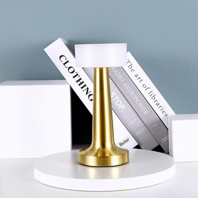 Rechargeable Portable LED Table Lamp with 3 Light Options (White ,Red, Warm) Gold - Image 7