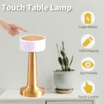 Rechargeable Portable LED Table Lamp with 3 Light Options (White ,Red, Warm) Gold - Image 6
