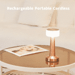 Rechargeable Portable LED Table Lamp with 3 Light Options (White ,Red, Warm) Gold - Image 4
