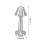 ⁦أباجورة طاولة LED محمول قابل لإعادة الشحن مع 3 خيارات للإضاءة (أبيض، أحمر، دافئ) فضي⁩ - الصورة ⁦5⁩