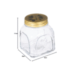 Pasabahce Square Homemade Glass Jar 500ml | Vintage Gold Lid Kitchen Canister for Jam, Pickles, Spices & Dry Goods - Image 6