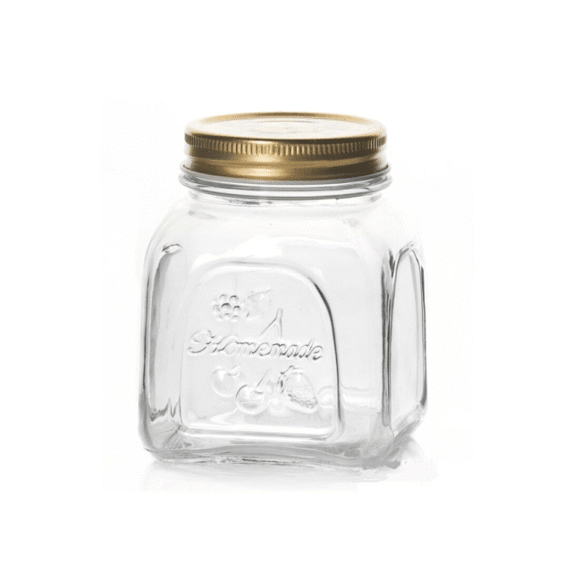 Pasabahce Square Homemade Glass Jar 500ml | Vintage Gold Lid Kitchen Canister for Jam, Pickles, Spices & Dry Goods - Image 4