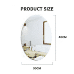 ⁦مرآة حائط أكريليك ذاتية اللصق على شكل بيضاوي (40 × 30 سم) قطعة واحدة⁩ - الصورة ⁦5⁩