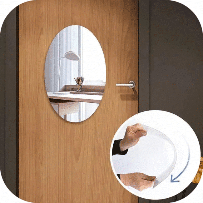 ⁦مرآة حائط أكريليك ذاتية اللصق على شكل بيضاوي (40 × 30 سم) قطعة واحدة⁩ - الصورة ⁦2⁩