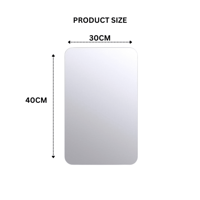 ⁦مرآة حائط أكريليك ذاتية اللصق على شكل مستطيل مع حافة مستديرة (40 × 30 سم) قطعة واحدة⁩ - الصورة ⁦6⁩