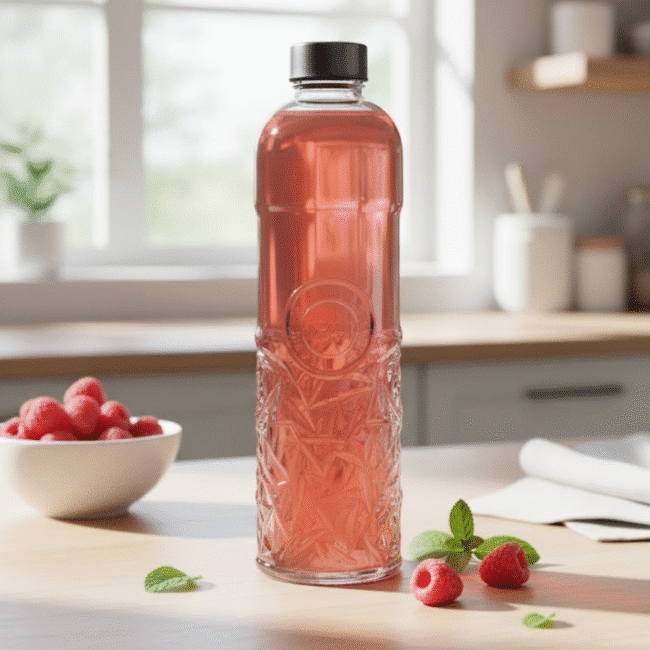 Danny Home 1000ml Glass Water Bottle with Airtight Twisted Lid – Leak-Proof & Reusable Design -Shape 3 - Image 3