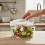 ⁦علبة حفظ طعام زجاجية بوروسيليكات 1300 مل مع غطاء محكم lمن داني هوم – آمنة للفرن والمايكروويف (بعد نزع الغطاء)⁩ - الصورة ⁦2⁩