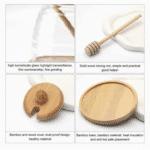 ⁦برطبان عسل زجاجي مع ملعقة خشبية وقاعدة، مزين بنحلة لطيفة، سعة 500 مل⁩ - الصورة ⁦3⁩