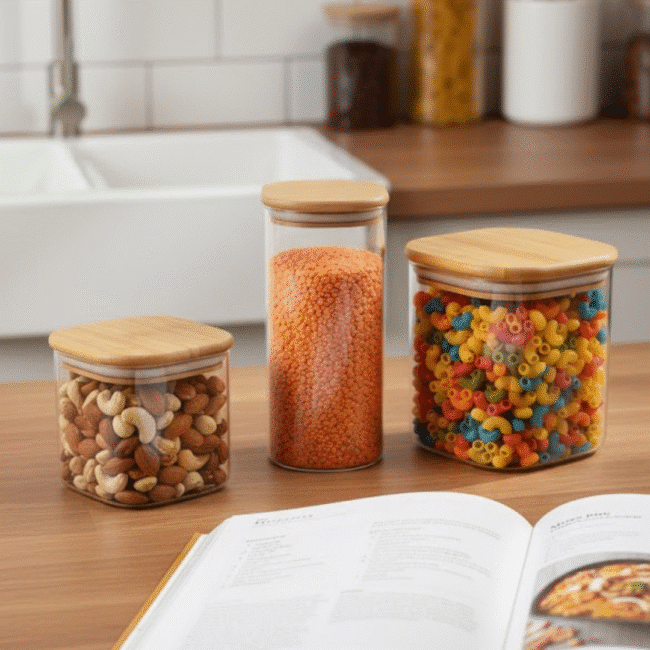 Danny Home Glass Storage Jar with Bamboo Lid – 800 ml - Image 3