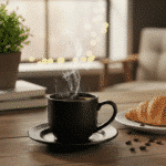 Danny Home Porcelain Coffee Cup 120ml & Saucer Set of 12 Pcs Elegant Black - Image 3