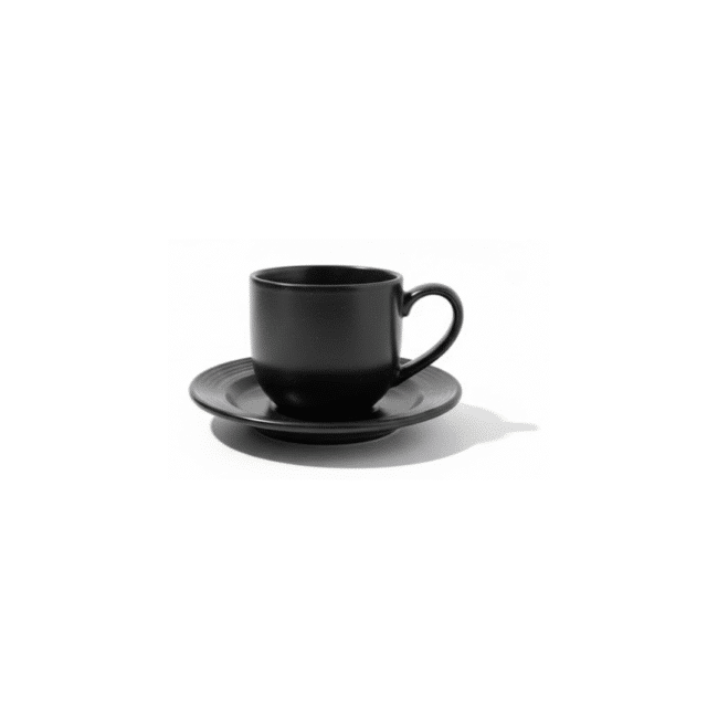 Danny Home Porcelain Coffee Cup 120ml & Saucer Set of 12 Pcs Elegant Black - Image 2