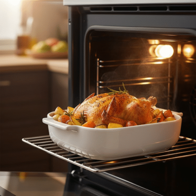 Danny Home Porcelain Rectangle Roaster Oven Dish (25.6*20.7cm) - Image 3