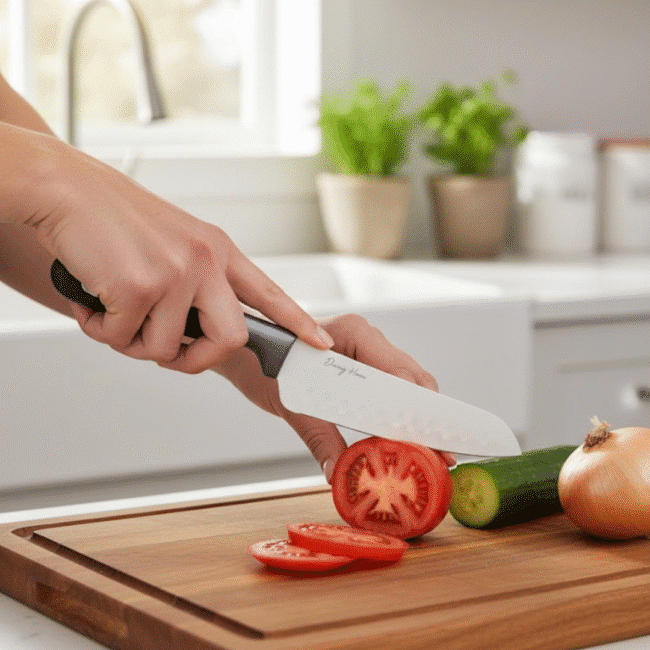 Danny Home Santoku Knife – 23cm Stainless Steel Blade with Non-Slip Ergonomic Handle for Precision Slicing and Dicing - Image 2