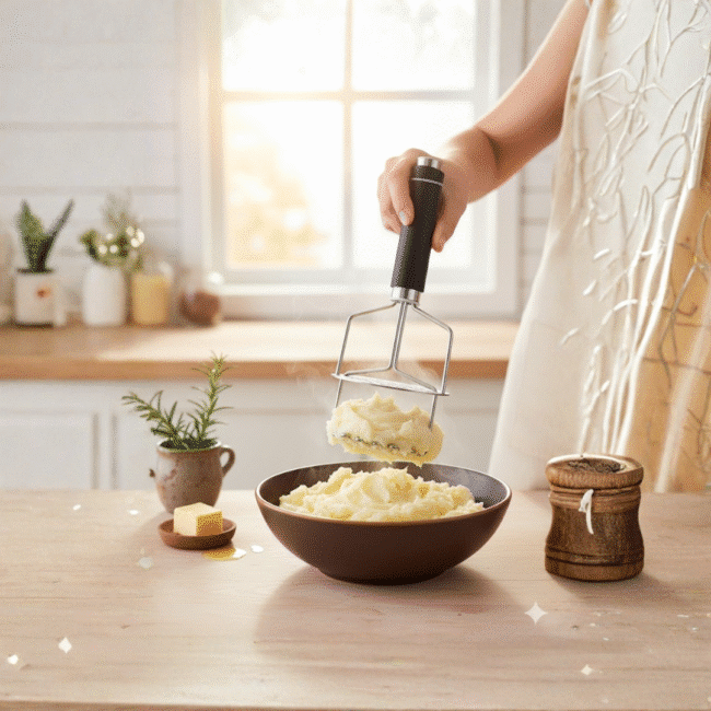 Premium Stainleass Steel Potato Masher with Ergonomic Handle – Ideal for Potatoes and Vegetables - Image 2