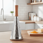 ⁦مبشرة مخروطية من الستانلس ستيل بمقبض خشبي – من داني هوم 3 جوانب مختلفة⁩ - الصورة ⁦2⁩