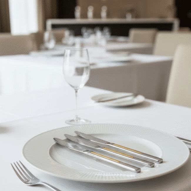 Stainless Steel Dinner Knife Set – 6-Piece 22cm Gold & Silver Design for Elegant Dining - Image 4