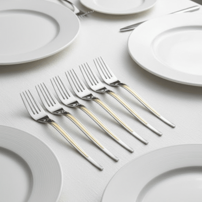 Stainless Steel Fork Set – 6-Piece 22cm Gold & Silver Dining Forks for Elegant Table Setting - Image 3