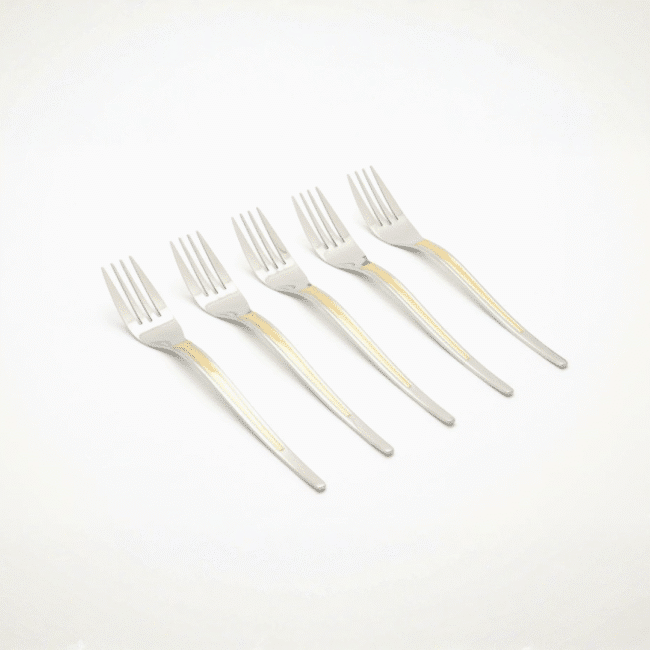 Stainless Steel Fork Set – 6-Piece 22cm Gold & Silver Dining Forks for Elegant Table Setting - Image 2
