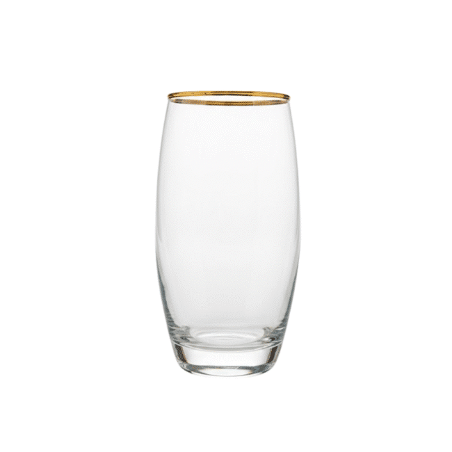 Pasabahce Barrel juice glass set – 500ml 6Pcs set With Gold Rim - Image 2