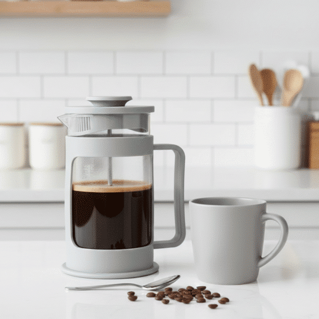 ⁦صانعة قهوة فرنش برس زجاجية فاخرة – سعة 600 مل من زجاج البوروسيليكات المقاوم للحرارة مع مكبس وفِلتر شبكي من الستانلس ستيل- رصاصي⁩ - الصورة ⁦2⁩