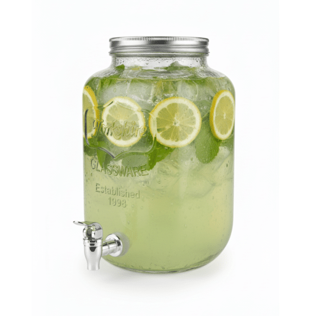 Danny Home Glass Juice Dispenser 8 Litre with Stainless Steel Tap & Metal Lid – Large Beverage Dispenser for Water, Juice, Lemonade & Parties - Image 2