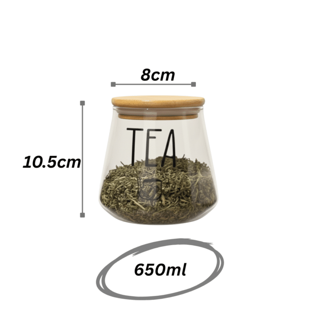 Glass Storage Jars Set with Airtight Bamboo Lids – Coffee, Tea & Sugar Canisters (Set of 3) 650ml - Image 3