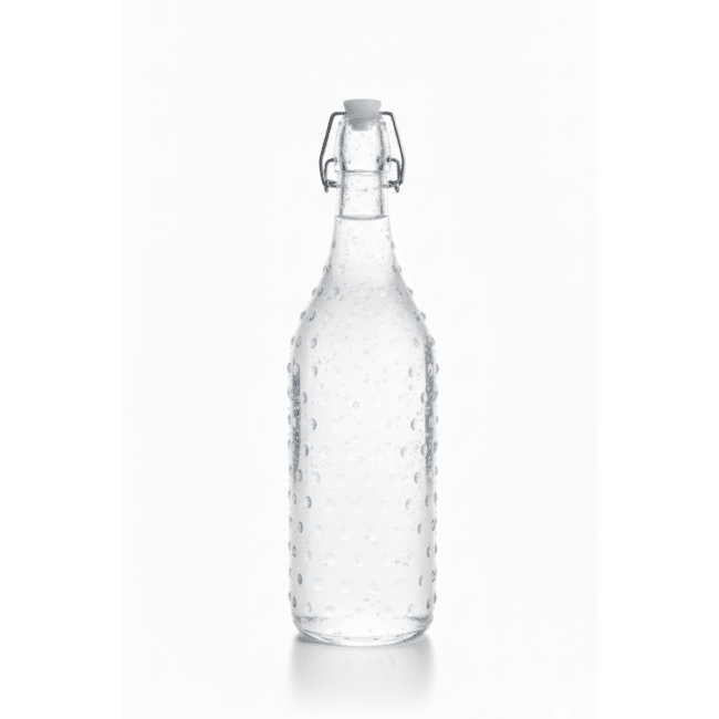 Danny Home Glass Water Bottle 1 Litre – Textured Shape Design with Swing Top Lid, Leak-Proof Airtight Glass Bottle for Water, Juice & Beverages (Reusable & Eco-Friendly) - Image 2